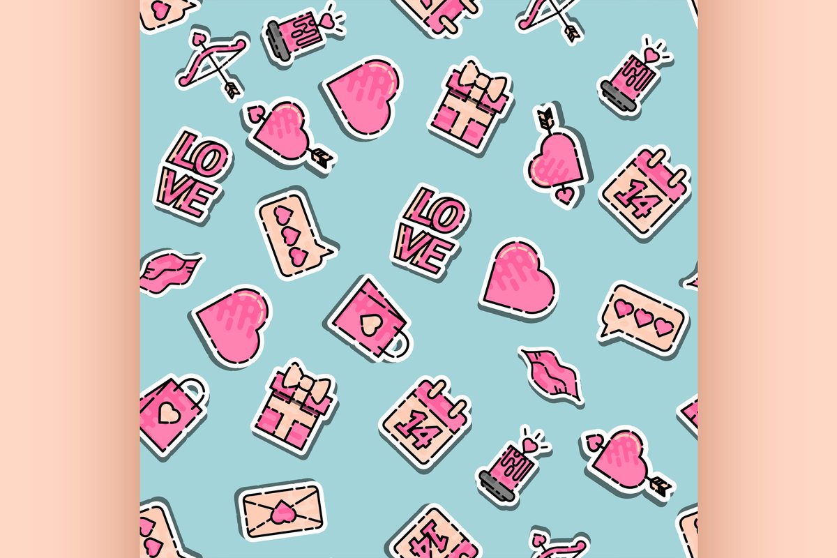 Valentines Day colored pattern example image 1