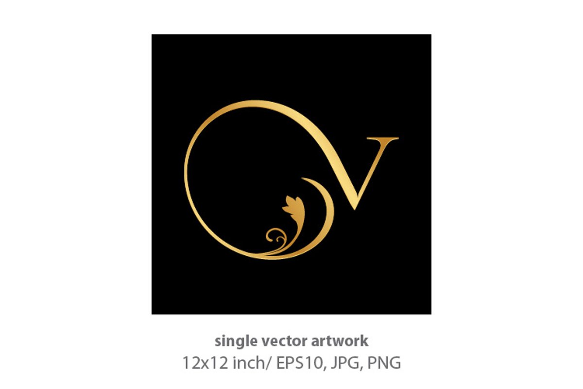 Decorative golden letter v example image 1