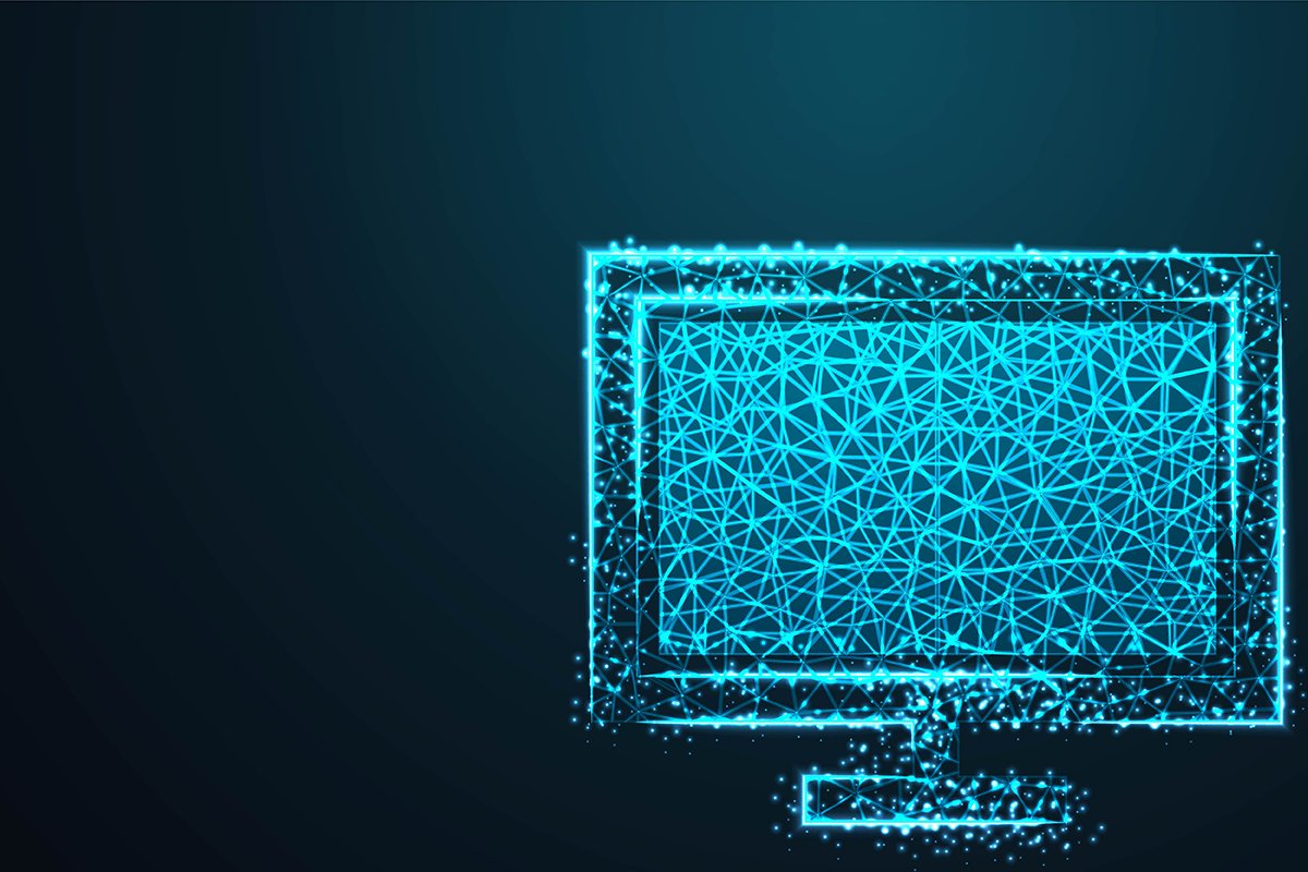 computer monitor, LCD, with polygon line on abstract backgro example image 1