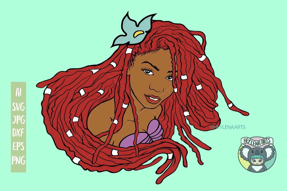 Mermaid svg, Black Woman svg, Cricut Cut Files, dxf example image 1