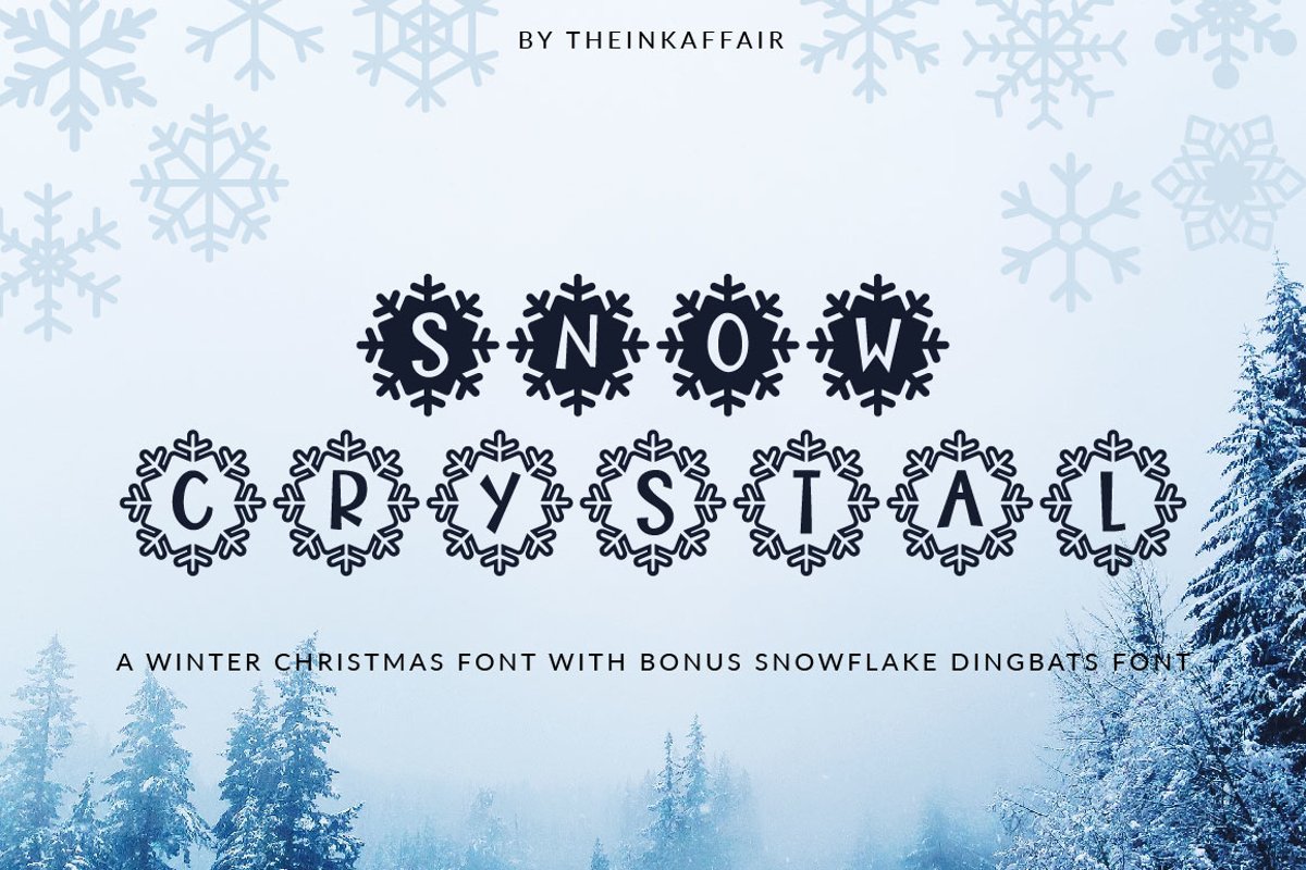 Snow Crystal, a winter christmas font example image 1