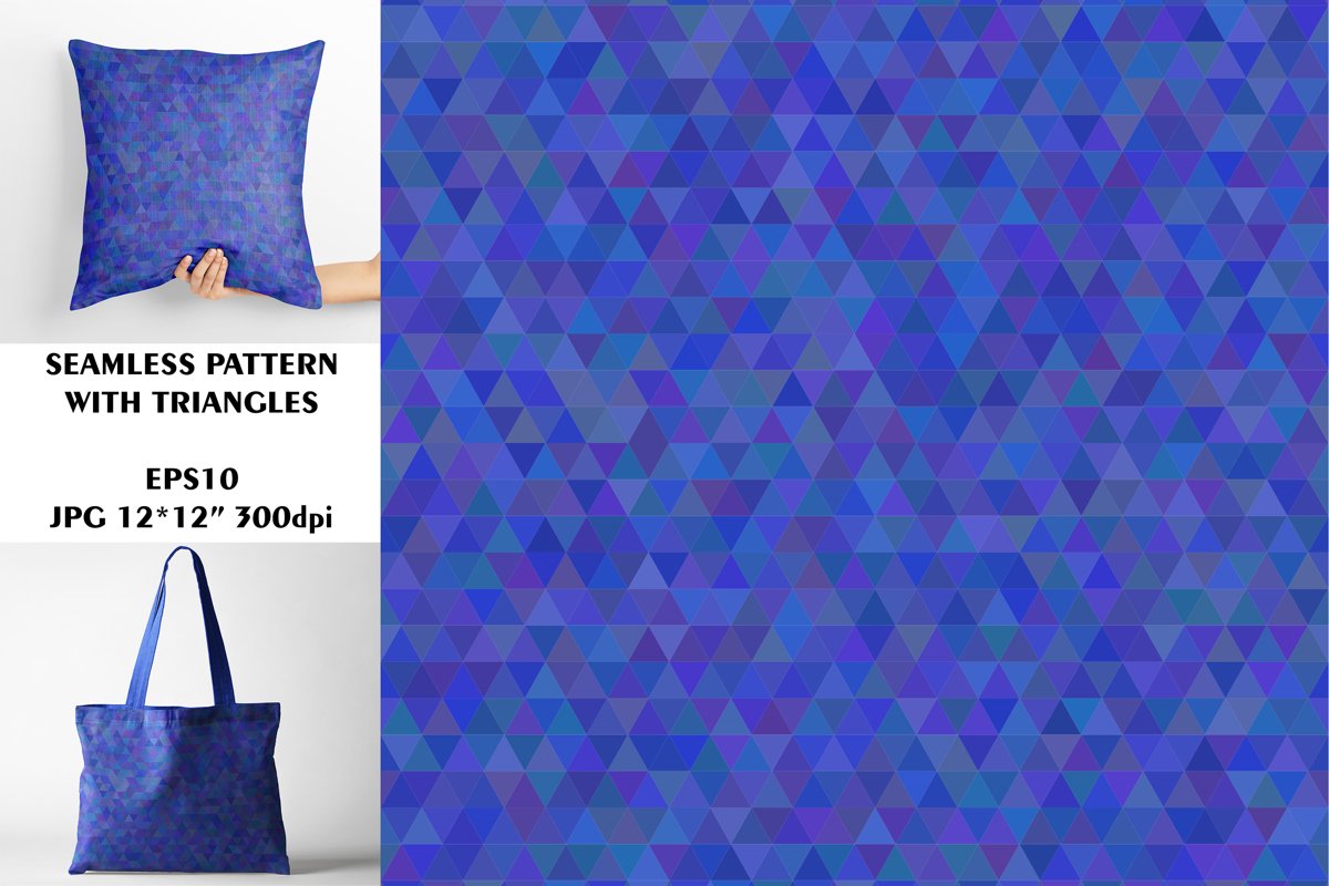 Seamless Pattern with Blue Triangles. Digital Paper. example image 1