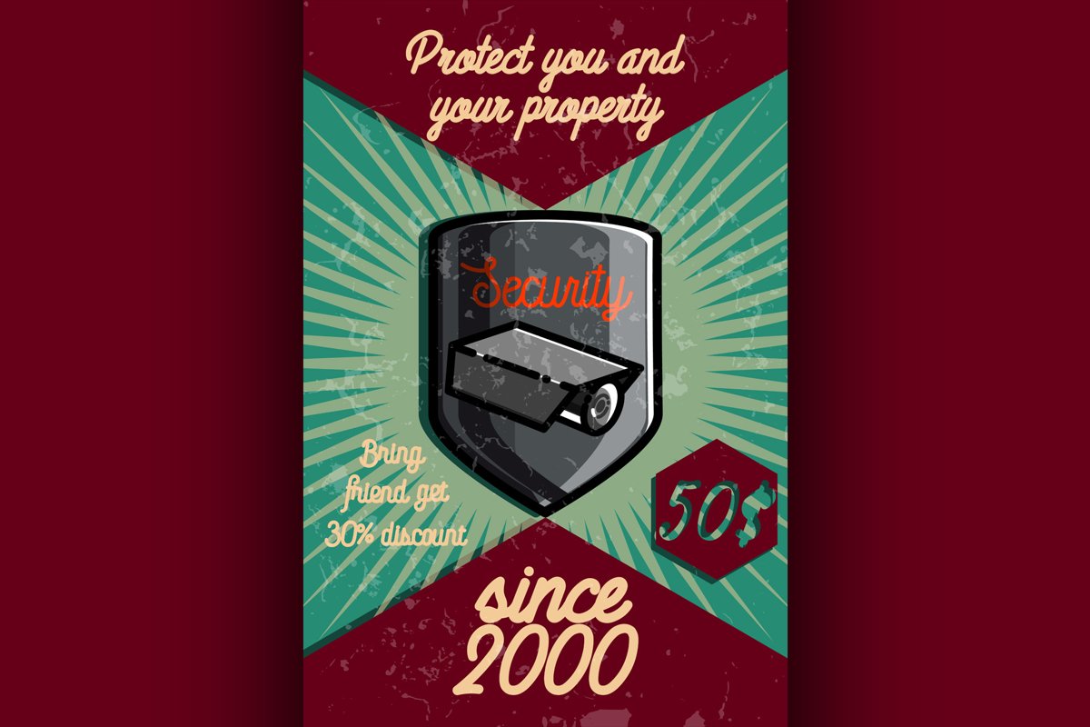 Color vintage security poster example image 1