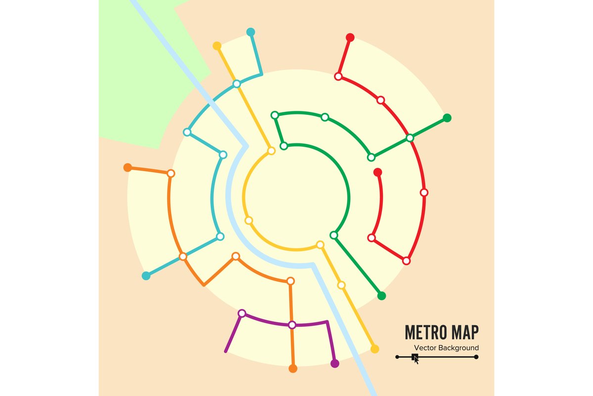 Metro Map Vector. Imaginary Underground Map. Colorful example image 1