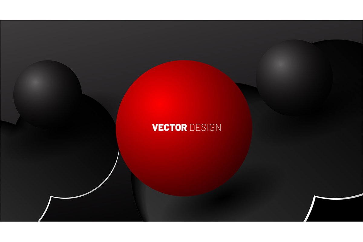 abstract vector background. 3D shapes of red balls and gray example image 1