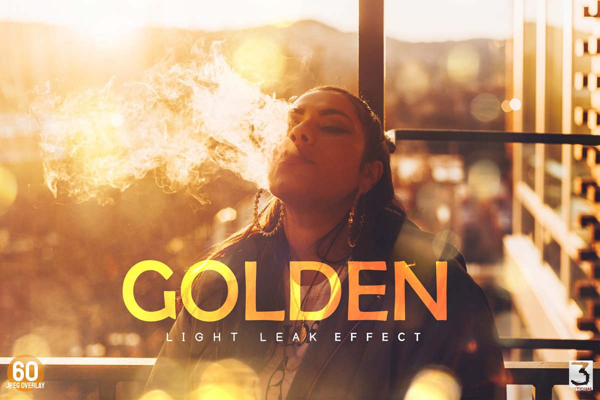 60 Golden light leak effect Overlay example image 1