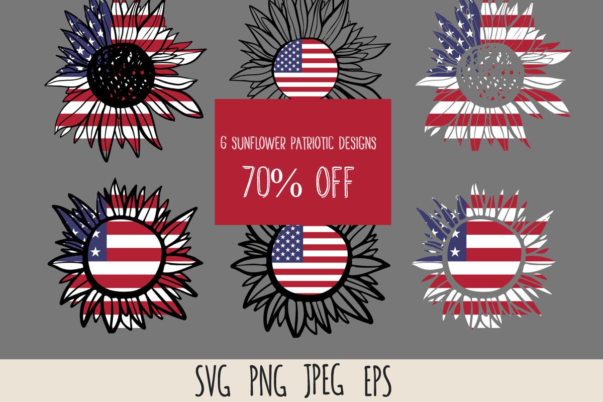 Patriotic sunflower SVG cut file bundle example image 1