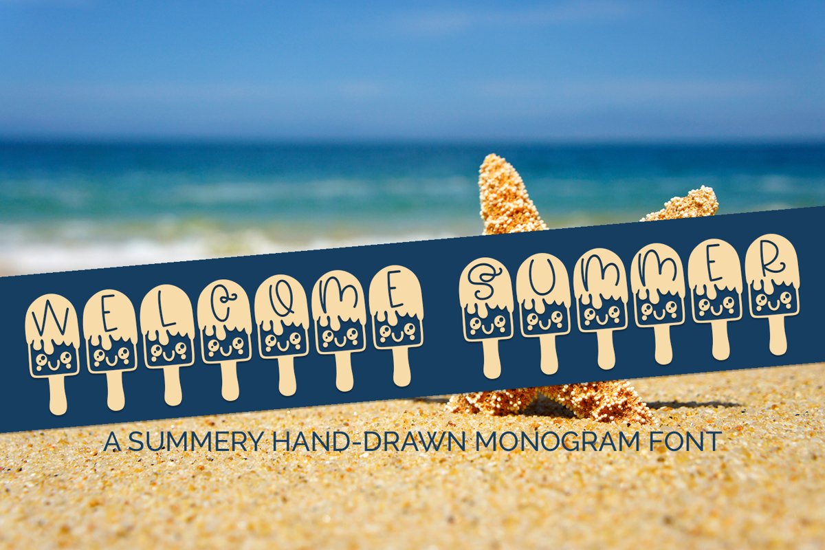 Welcome Summer - A Hand-Drawn Monogram Font example image 1
