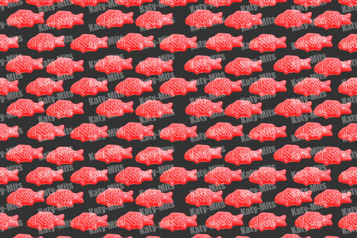 Red sweet fish jelly pattern 12000x9000 px example image 1