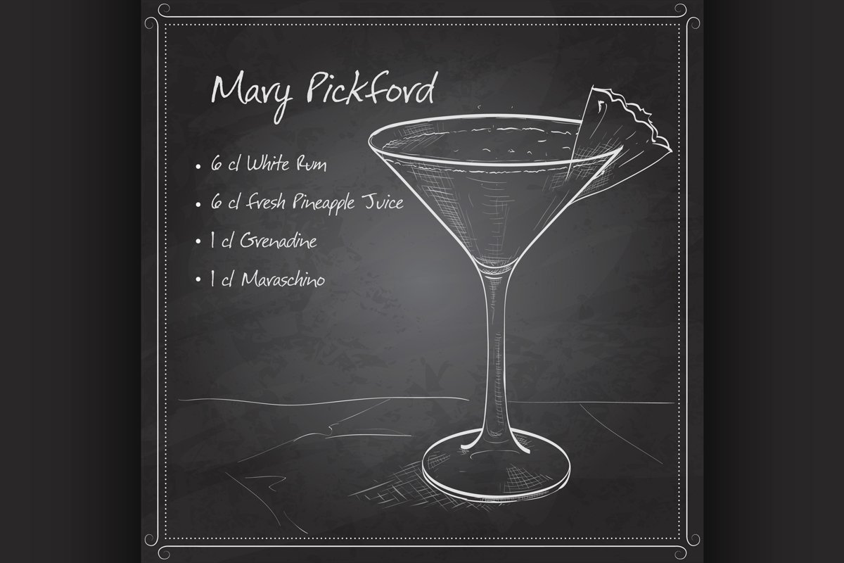 Cocktail Mary Pickford on black board example image 1
