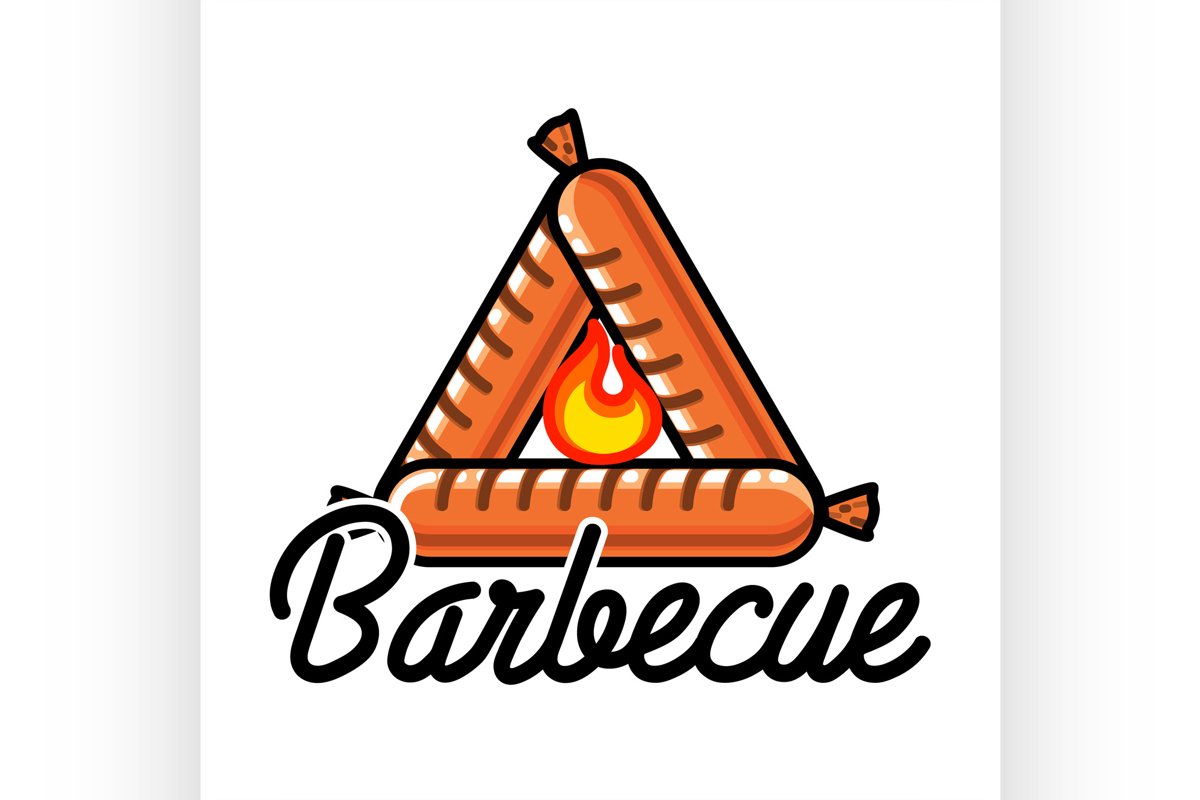 Color vintage barbecue emblem example image 1