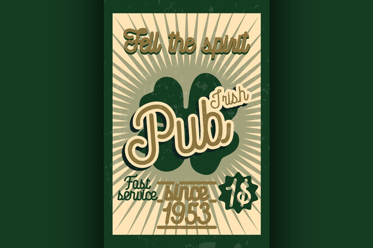 Color vintage irish pub banner example image 1
