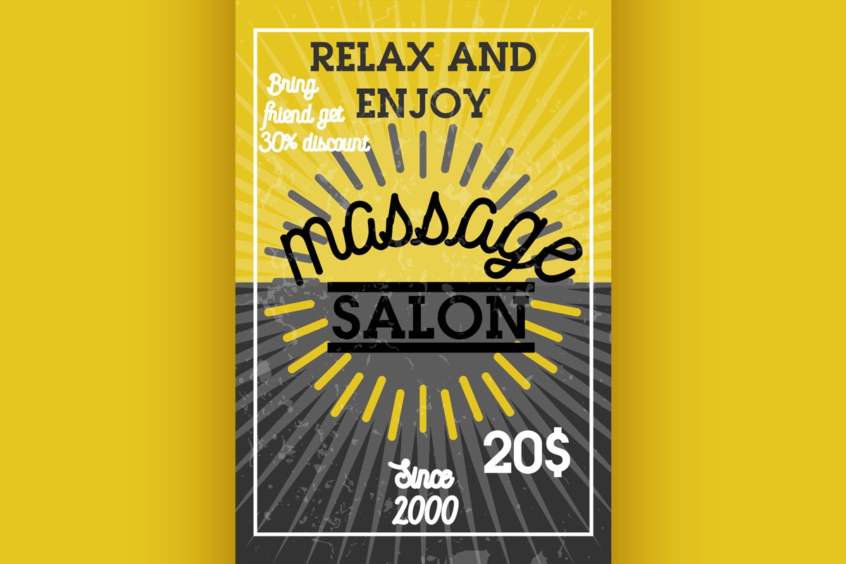 Color vintage massage salon banner example image 1