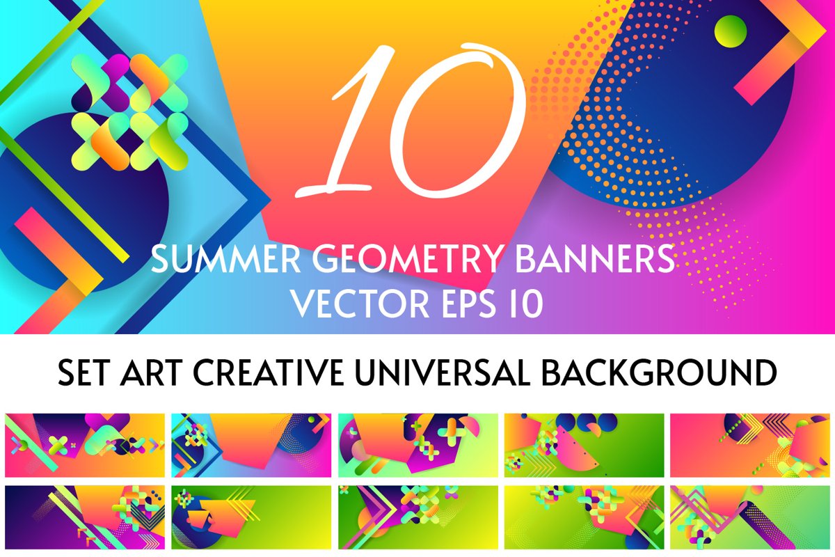 Summer colors geometry bright banners templates Ai SVG Eps example image 1