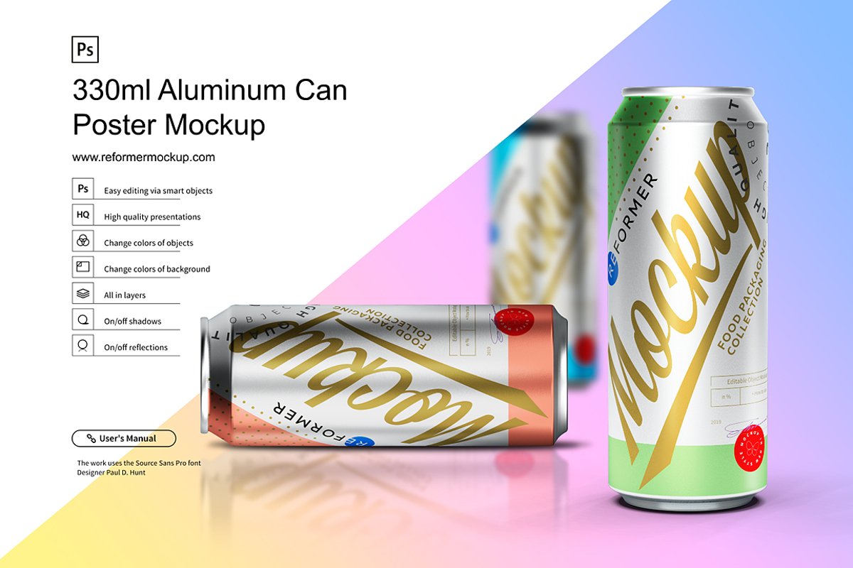 330ml Aluminum Can Poster Mockup example image 1