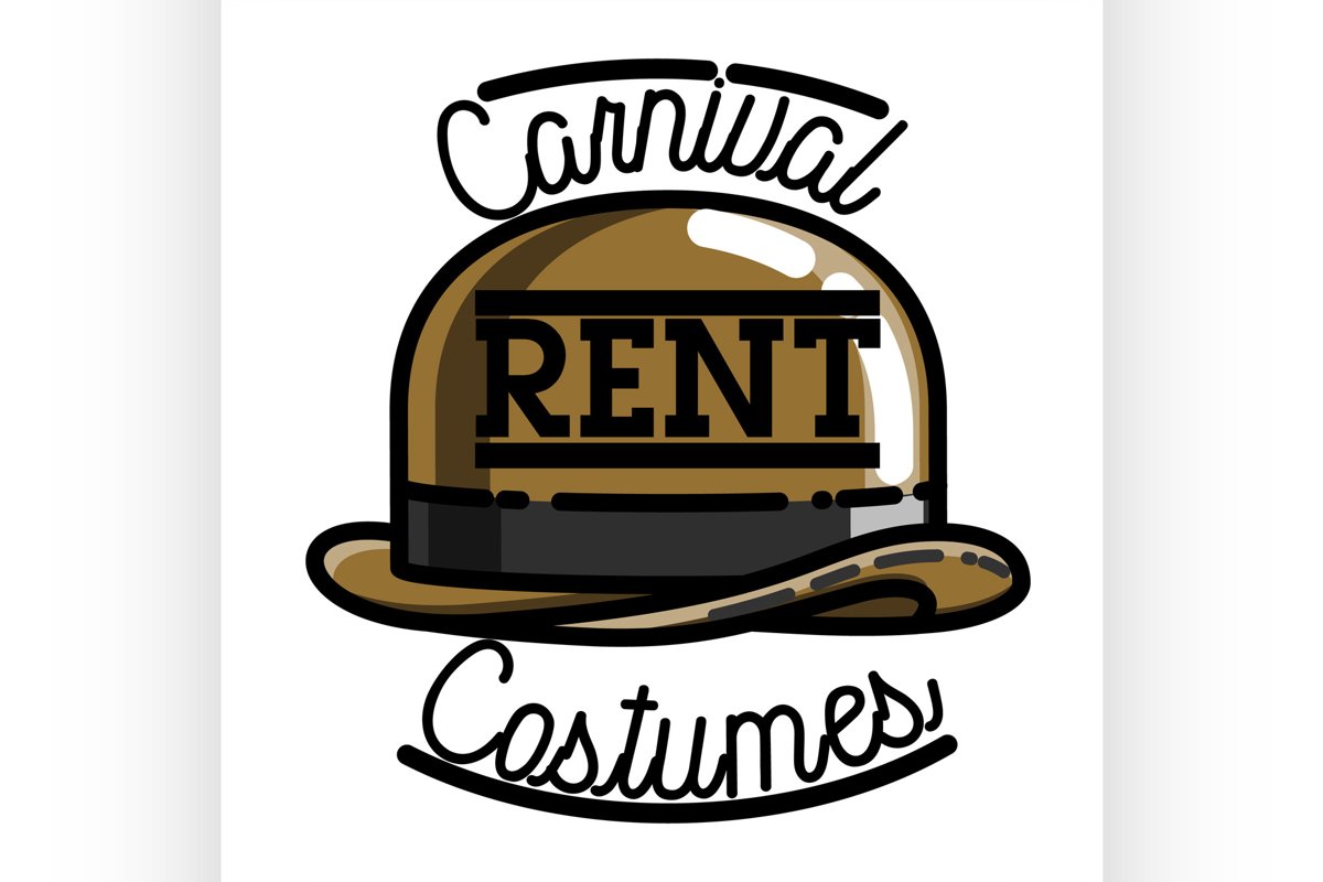 Color vintage carnival costumes rent emblem example image 1
