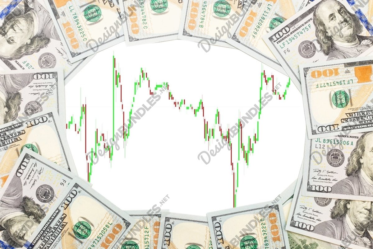 Eur usd forex chart surrounded by money hundred dollar notes example image 1