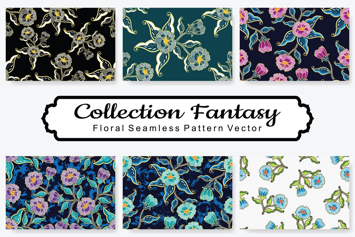 Set Of Fantasy Floral Vector Pattern Vol.19 example image 1
