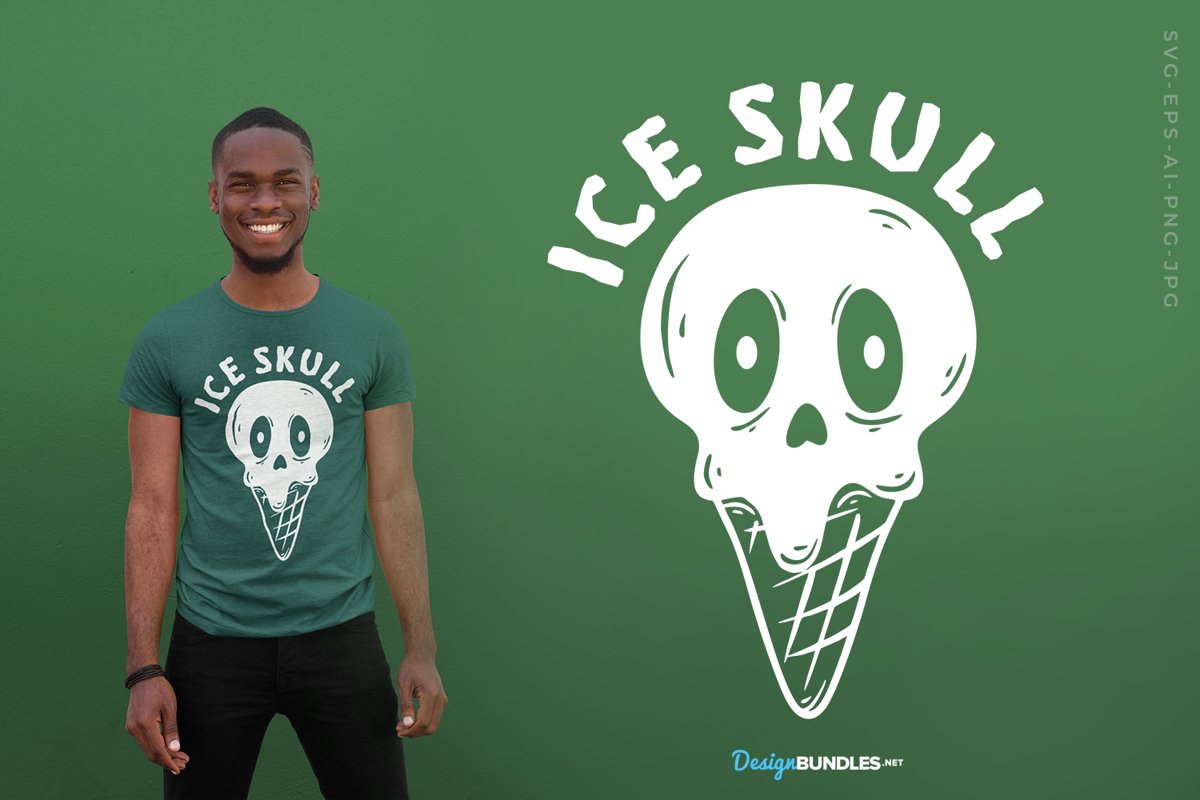 Ice Skull T-Shirt Design example image 1