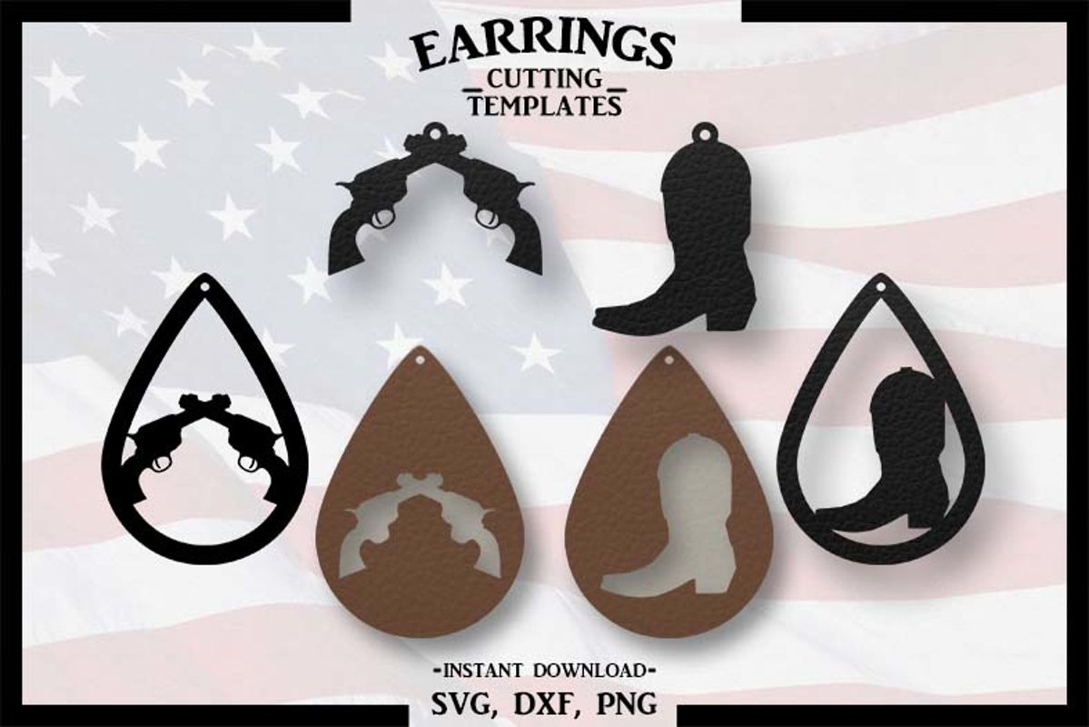 Download Cowboy Earrings Silhouette Cricut Cut File Svg Dxf Png 523381 Cut Files Design Bundles