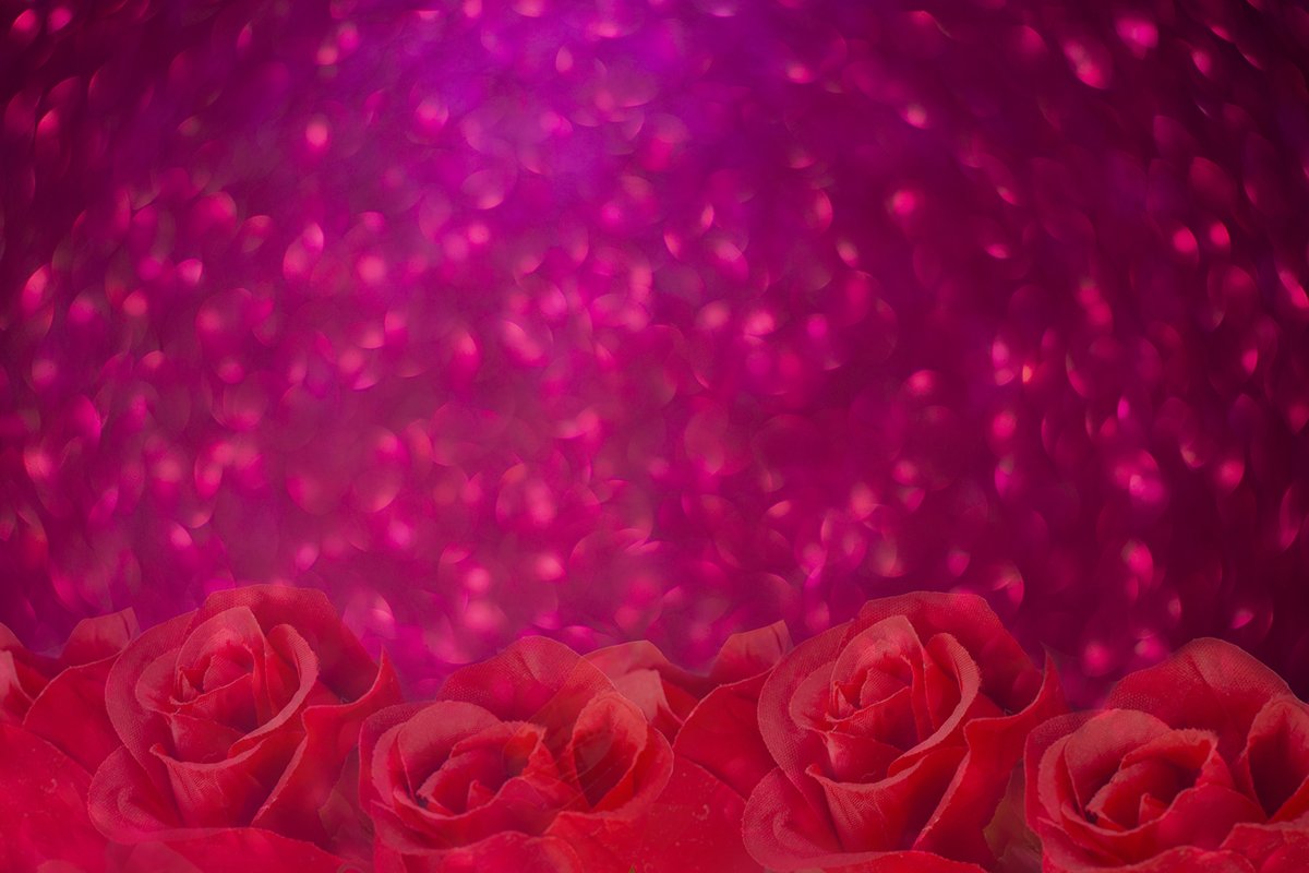 banner texture background with roses flowers and pink bokeh example image 1