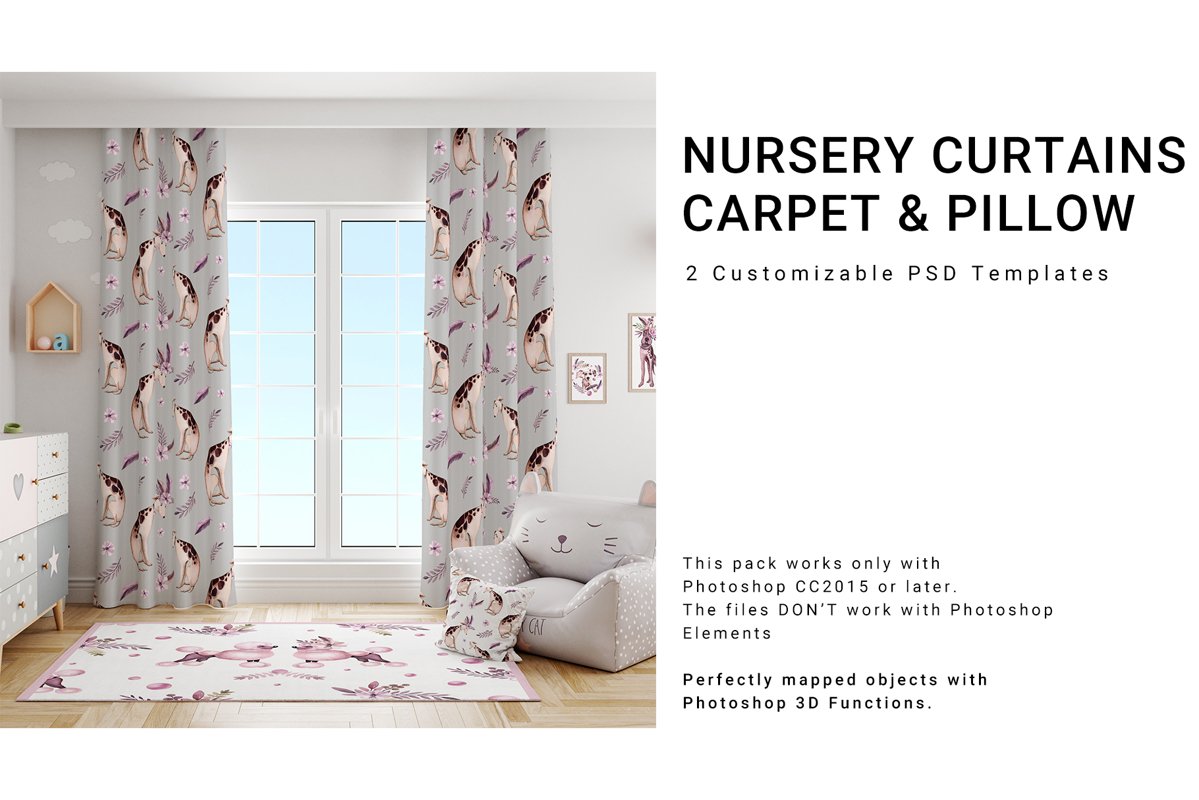 Kids Room - Curtains Carpet and Pillows Set example image 1
