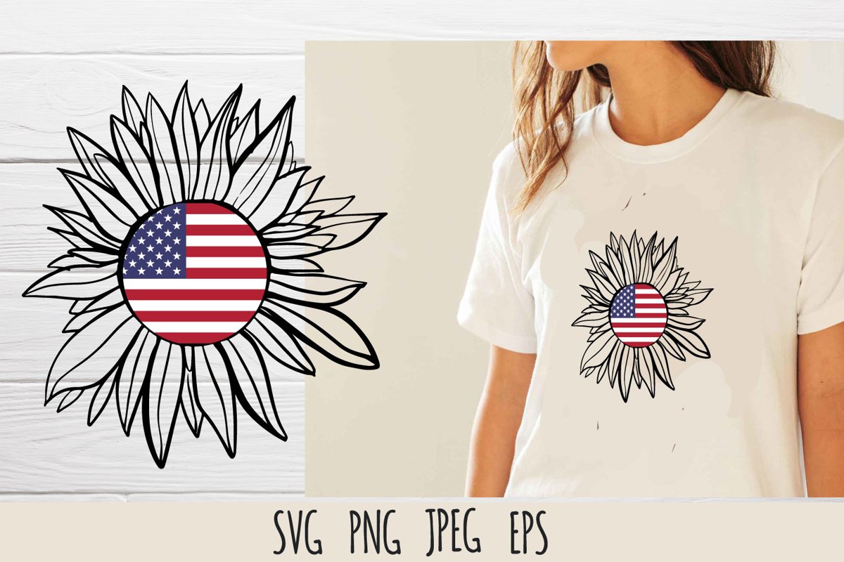 Patriotic sunflower SVG cut file example image 1