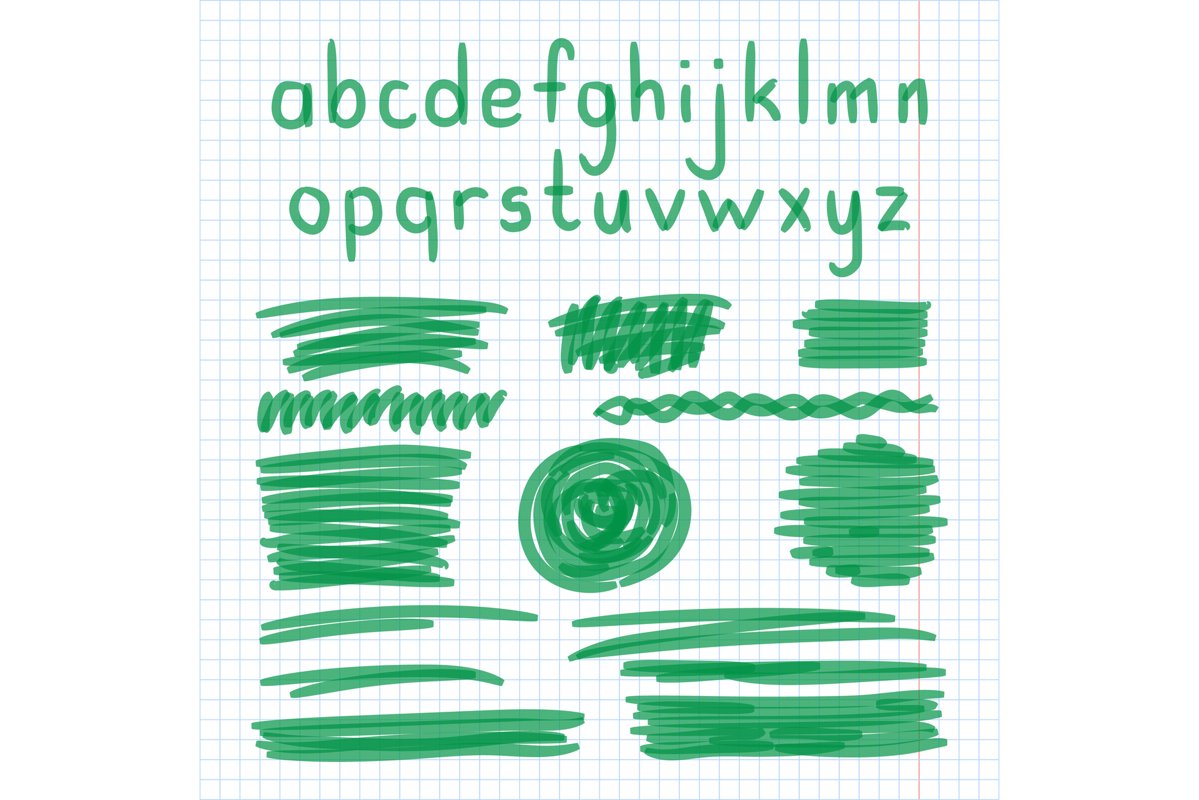 Marker Hand Written Doodle Letters And Symbols Vector example image 1
