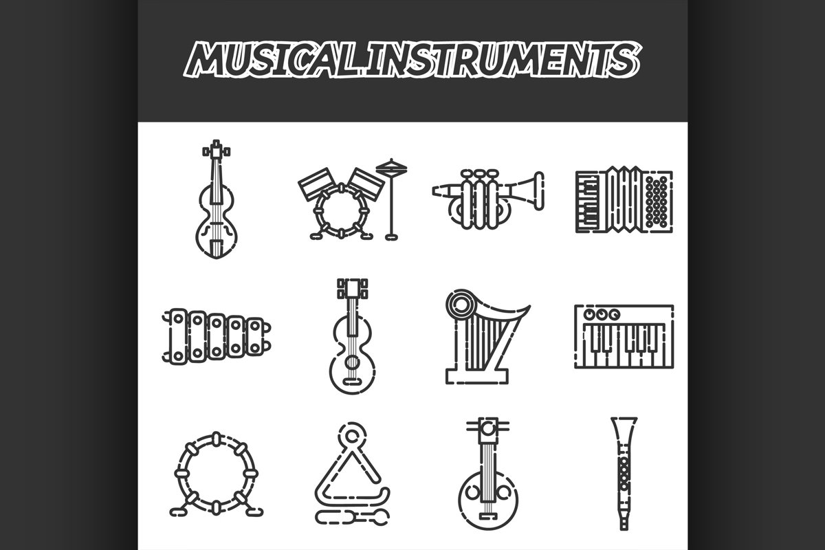 Musical instruments icon set example image 1