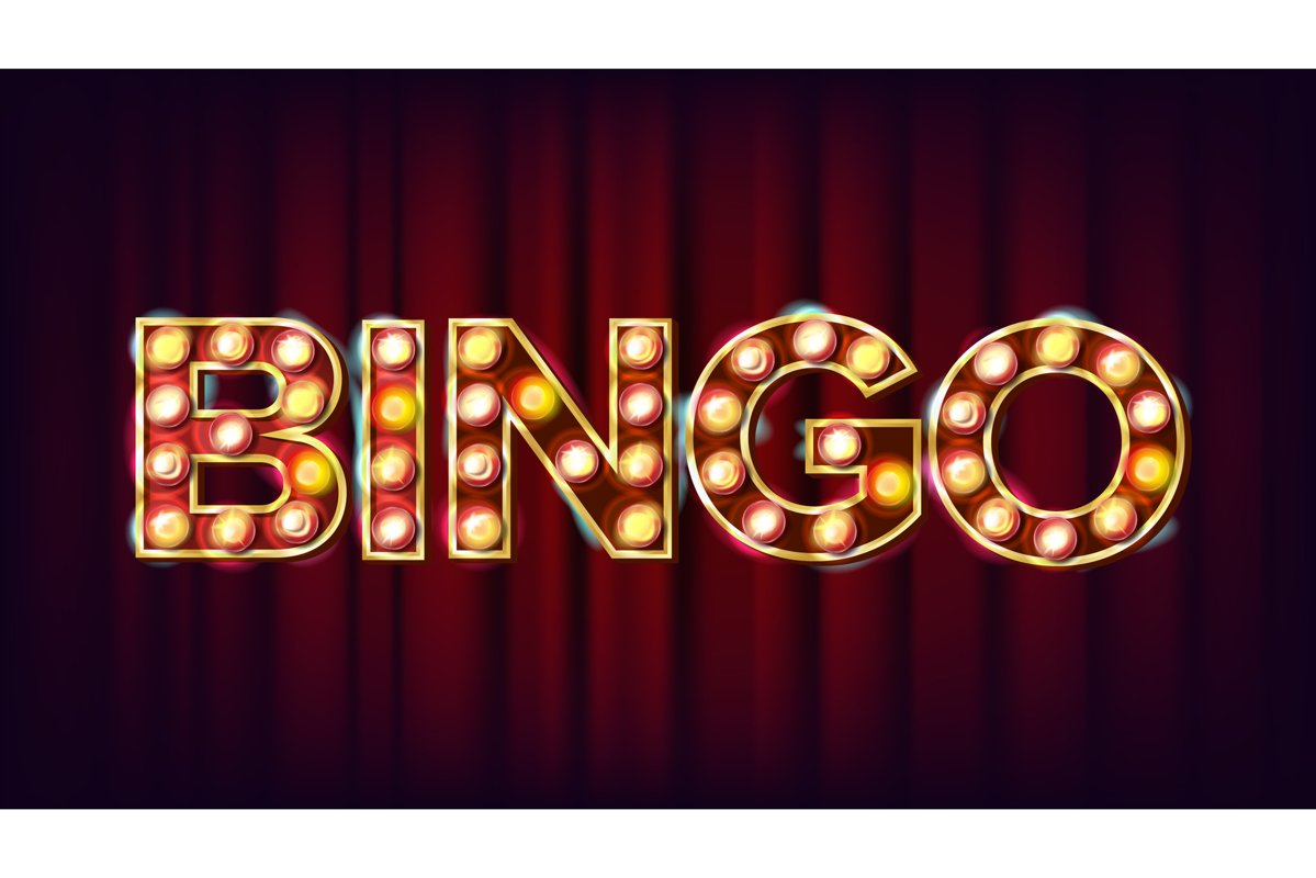 Bingo Banner Vector. Casino Glowing Lamps. For Fortune example image 1