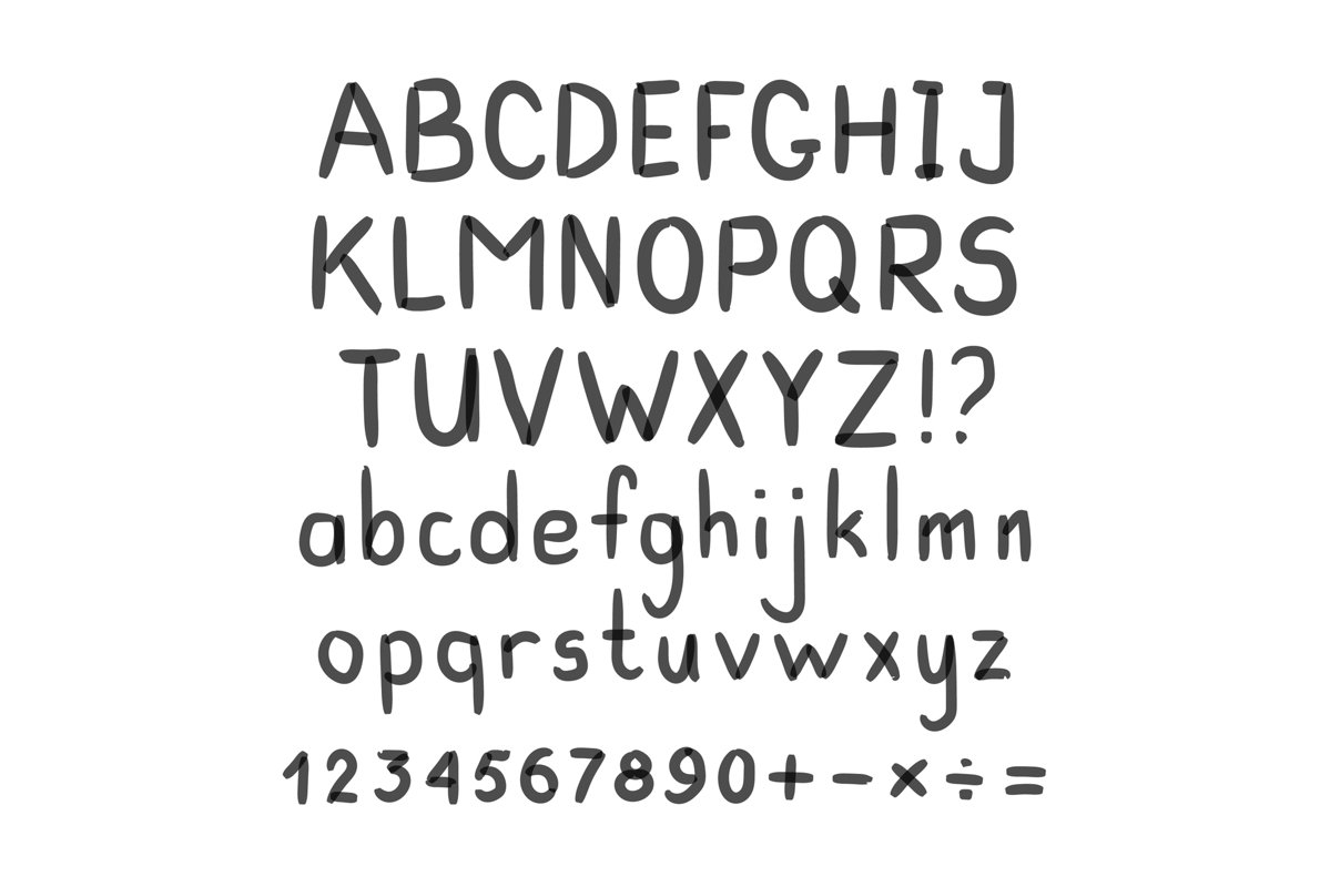 Marker Hand Written Doodle Symbols Vector. Letters, Numbers, example image 1