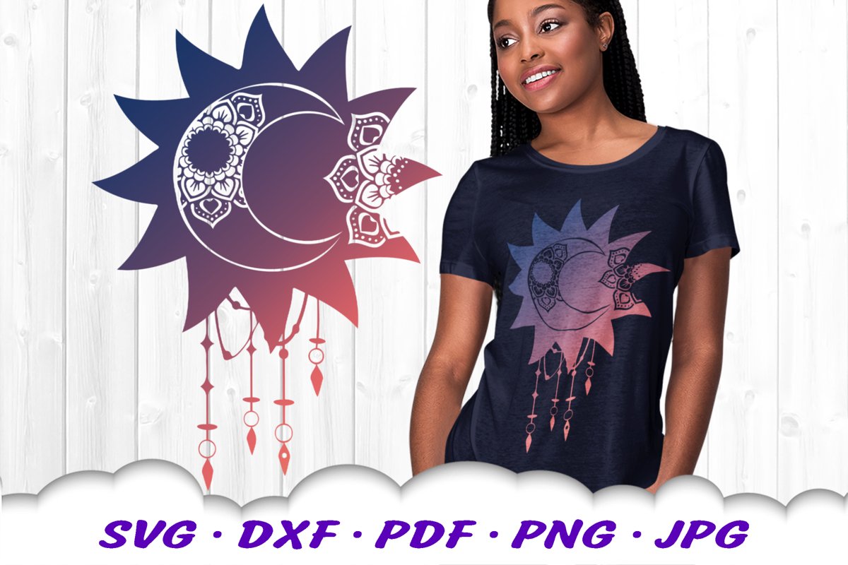 Celestial Dream Catcher Mandala SVG DXF Cut Files example image 1