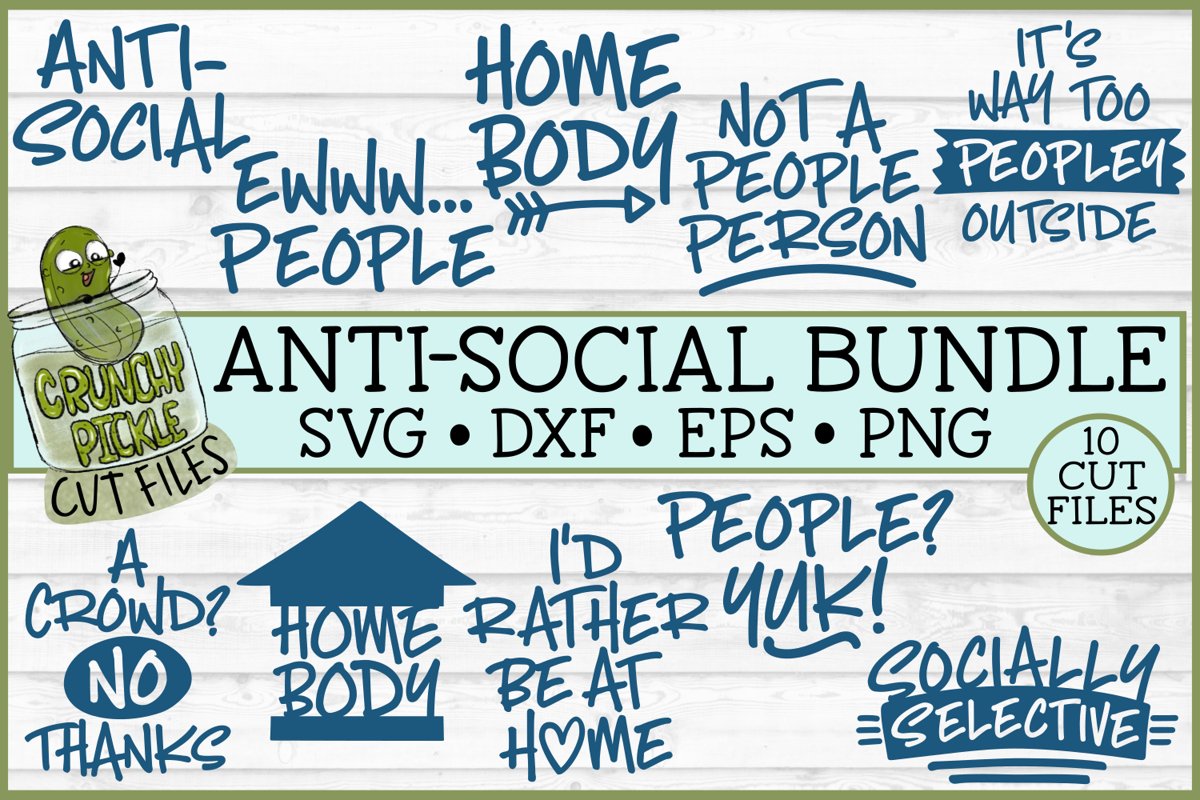 Anti-Social SVG Bundle of Cut Files example image 1