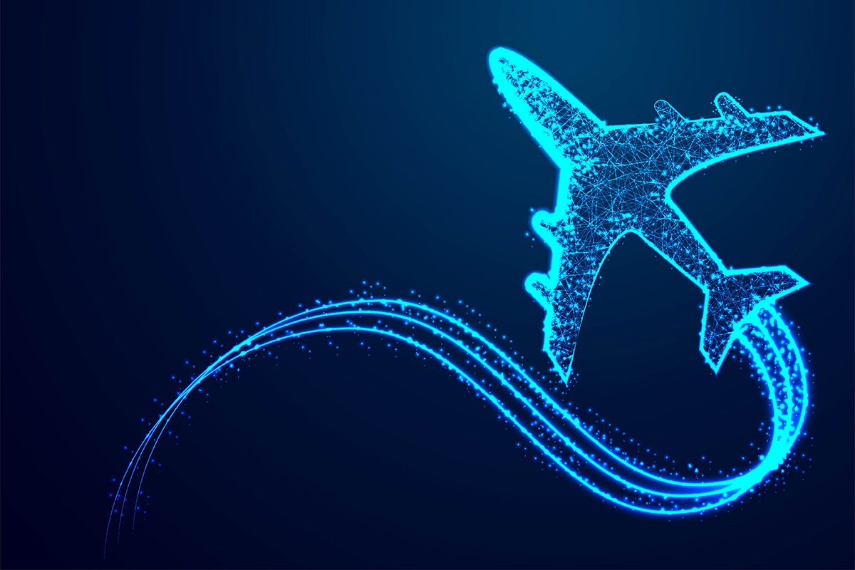 Airplane. Abstract 3d polygonal wireframe airplane, Travel, example image 1