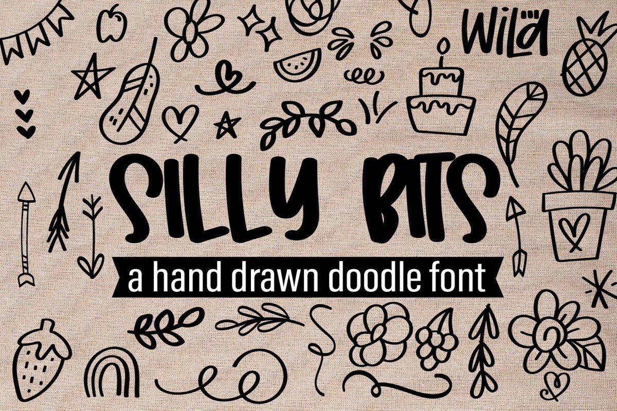 Silly Bits - A Hand Drawn Doodle Font example image 1