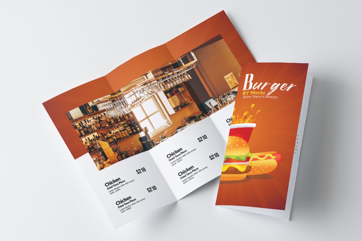 Fast Food Restaurant Trifold Brochure example image 1