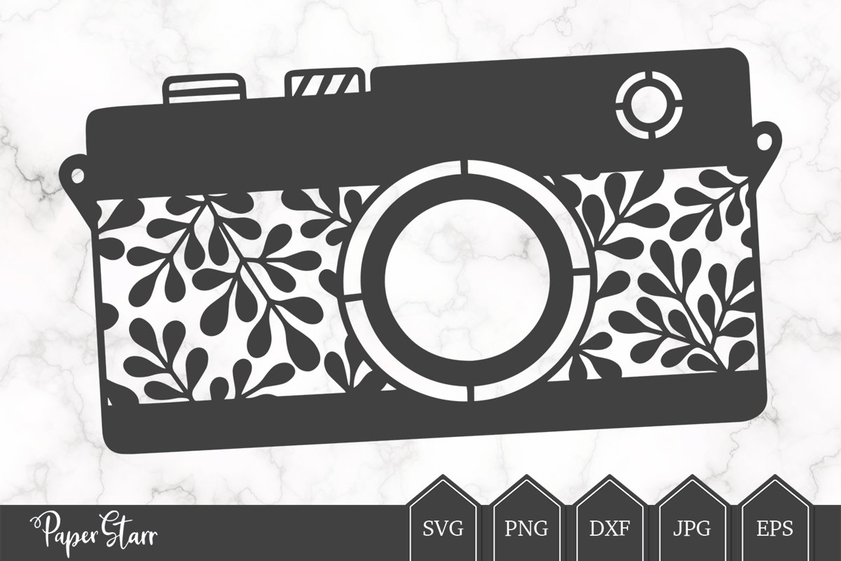 Vintage Camera Cut File, Floral Camera Cut File, Camera SVG example image 1