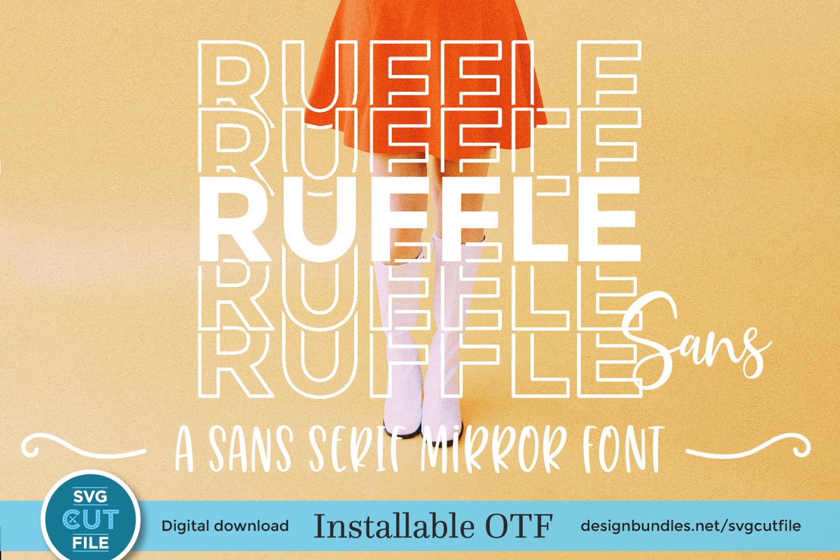 Ruffle Sans Mirror font with stacked letters - an OTF file example image 1