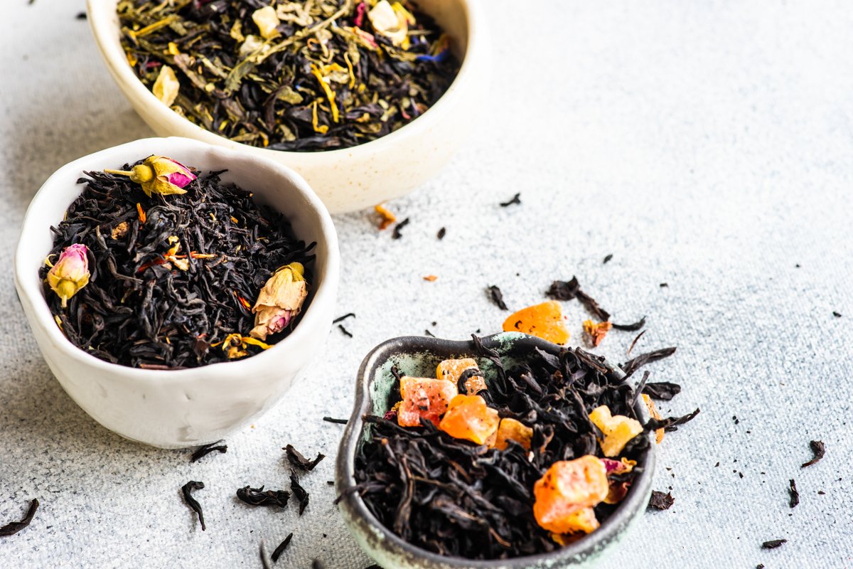Tea varieties on stone background example image 1