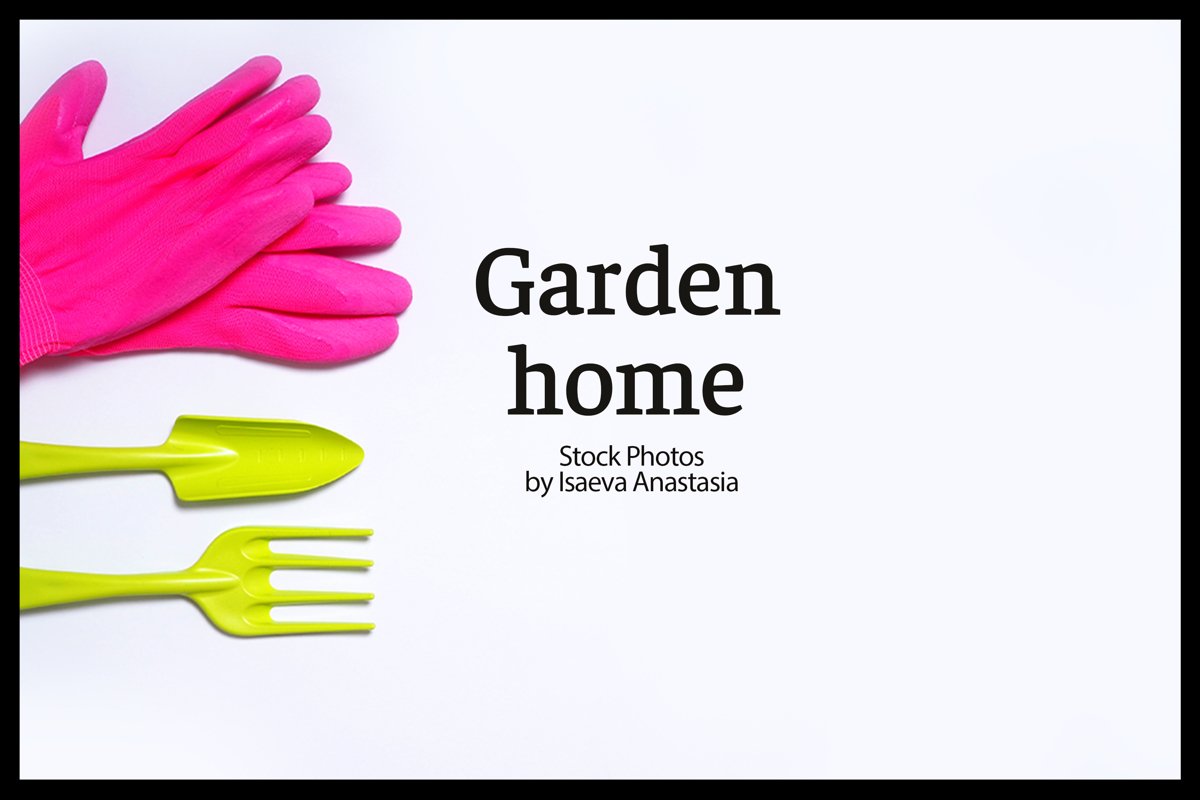 white background with garden tools example image 1