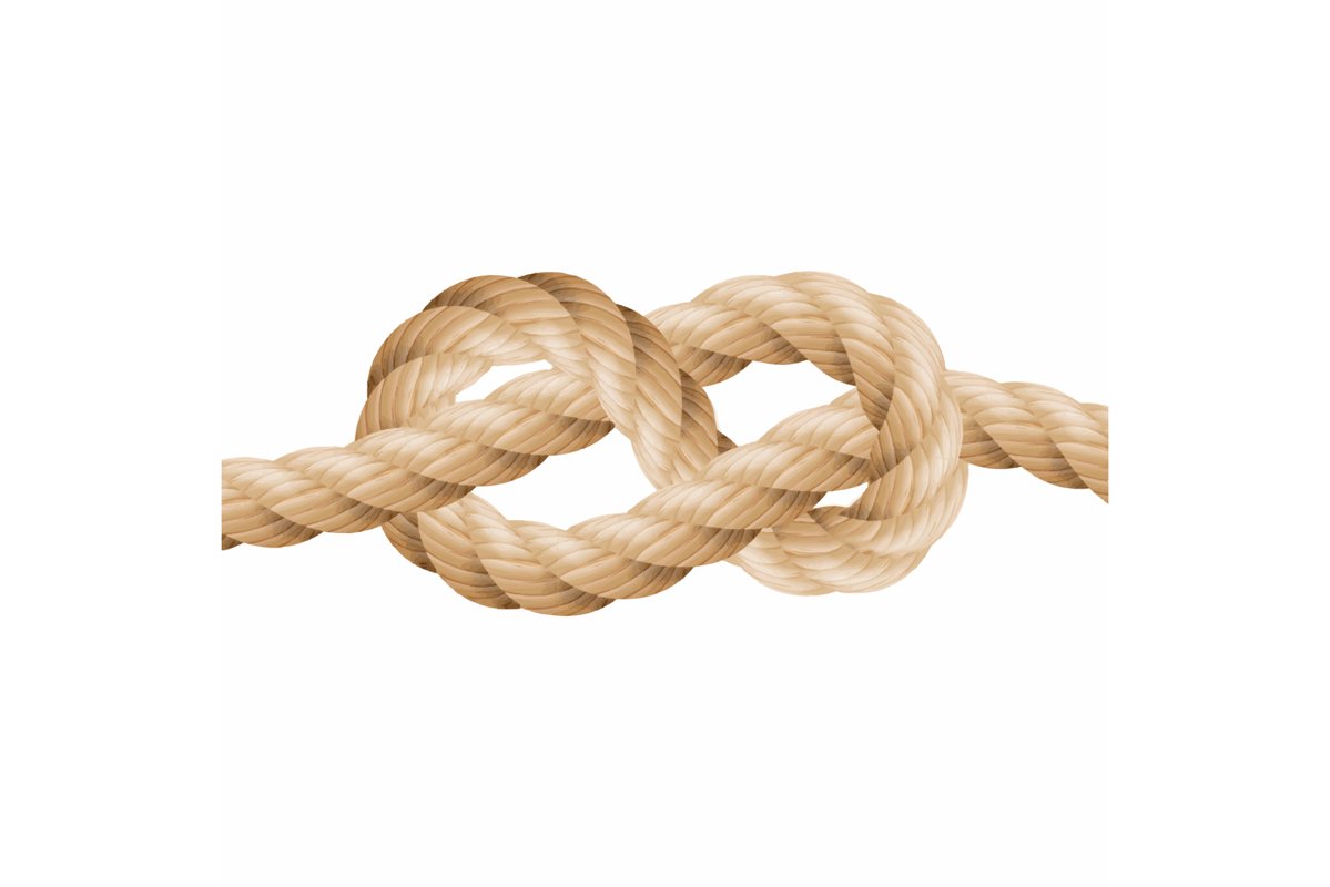 Realistic Rope Line Eith Knot. Yellow Twisted Ropes Set example image 1