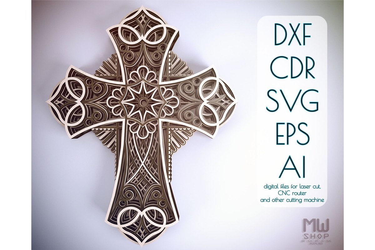 Cr05 - Multilayer Cross, Laser cut Cross, Cricut Cross SVG example image 1