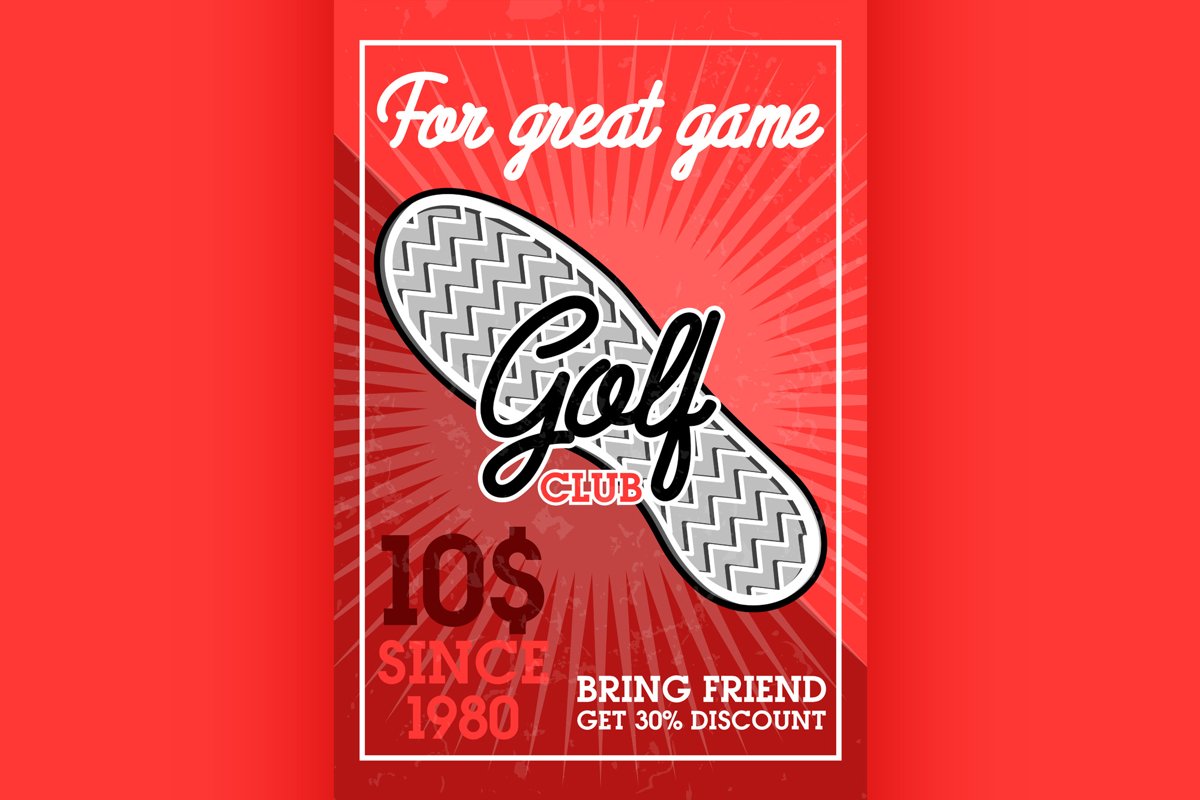 Color vintage golf club banner example image 1