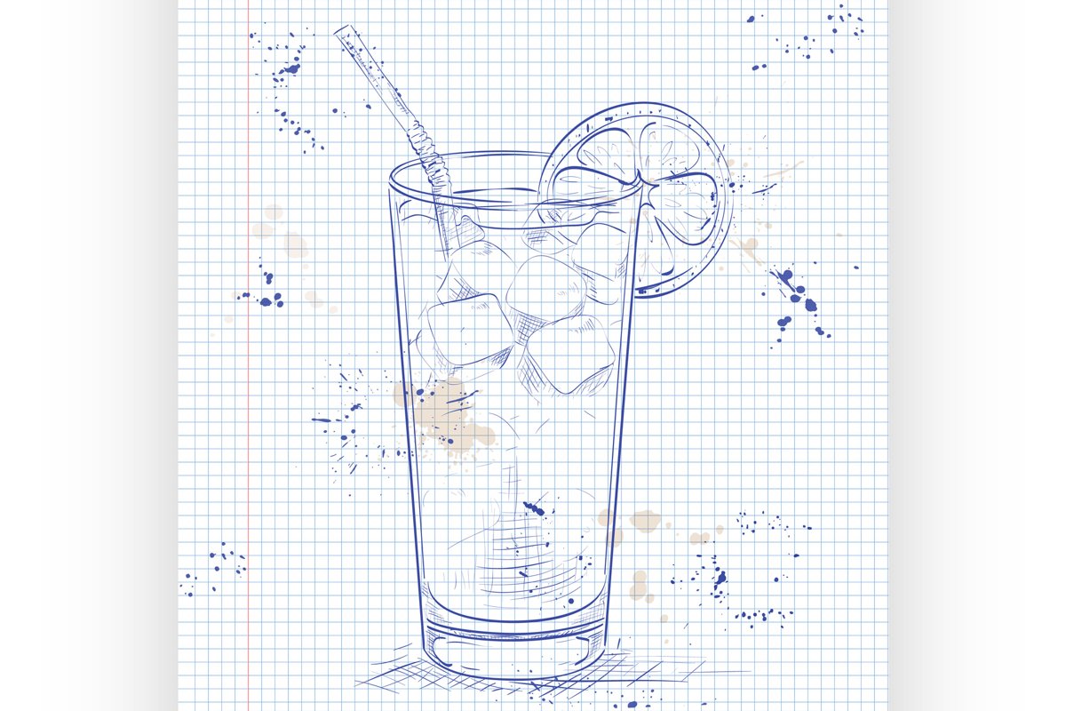 Cocktail Long Island Iced Tea on a notebook page example image 1