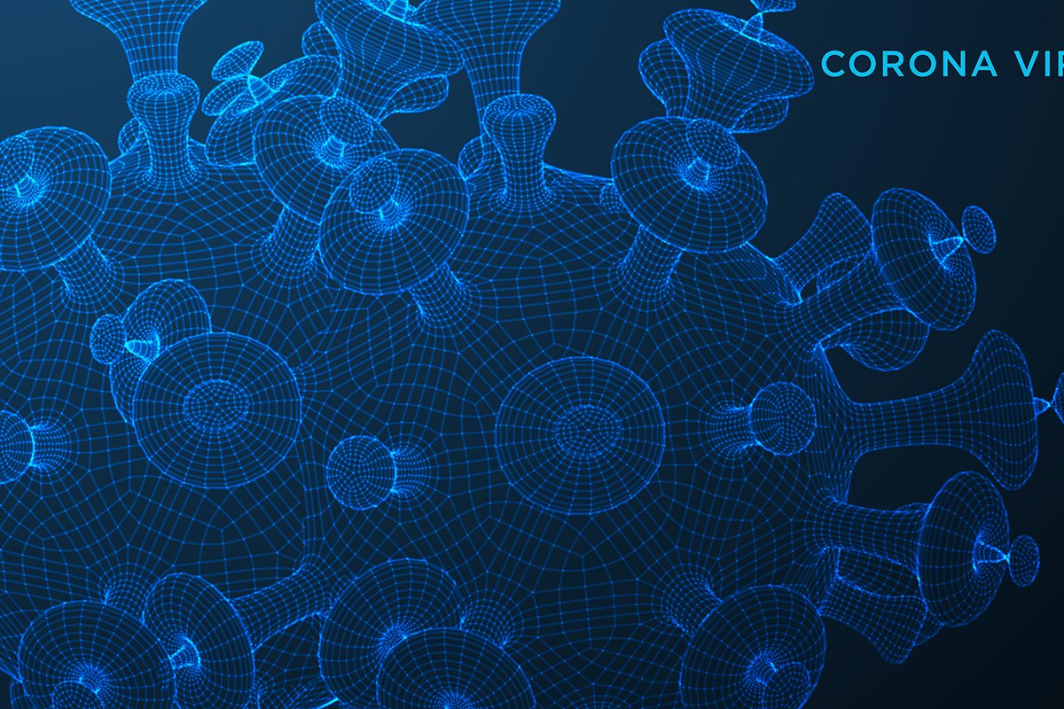 coronavirus COVID-2019 on a blue futuristic background. Dead example image 1