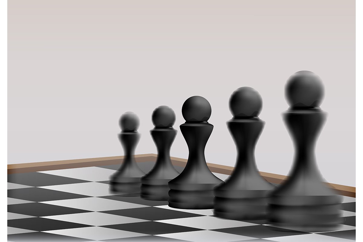 Chess pawn pieces on chess board. Business Strategy Concept. example image 1