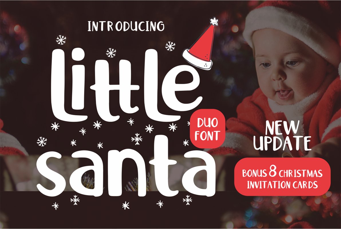 Little Santa Font | merry christmas font | 8 christmas cards example image 1