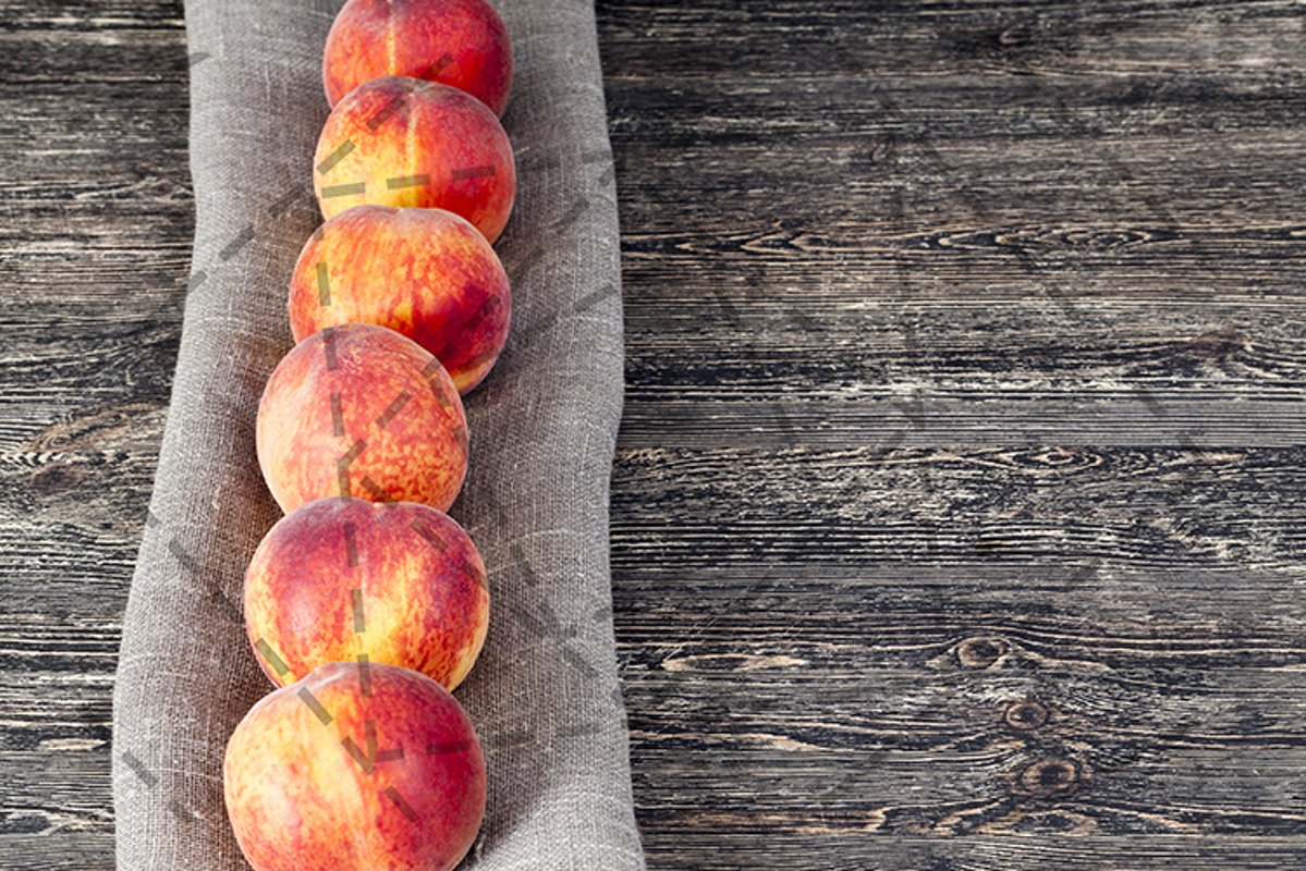 row ripe orange peaches example image 1