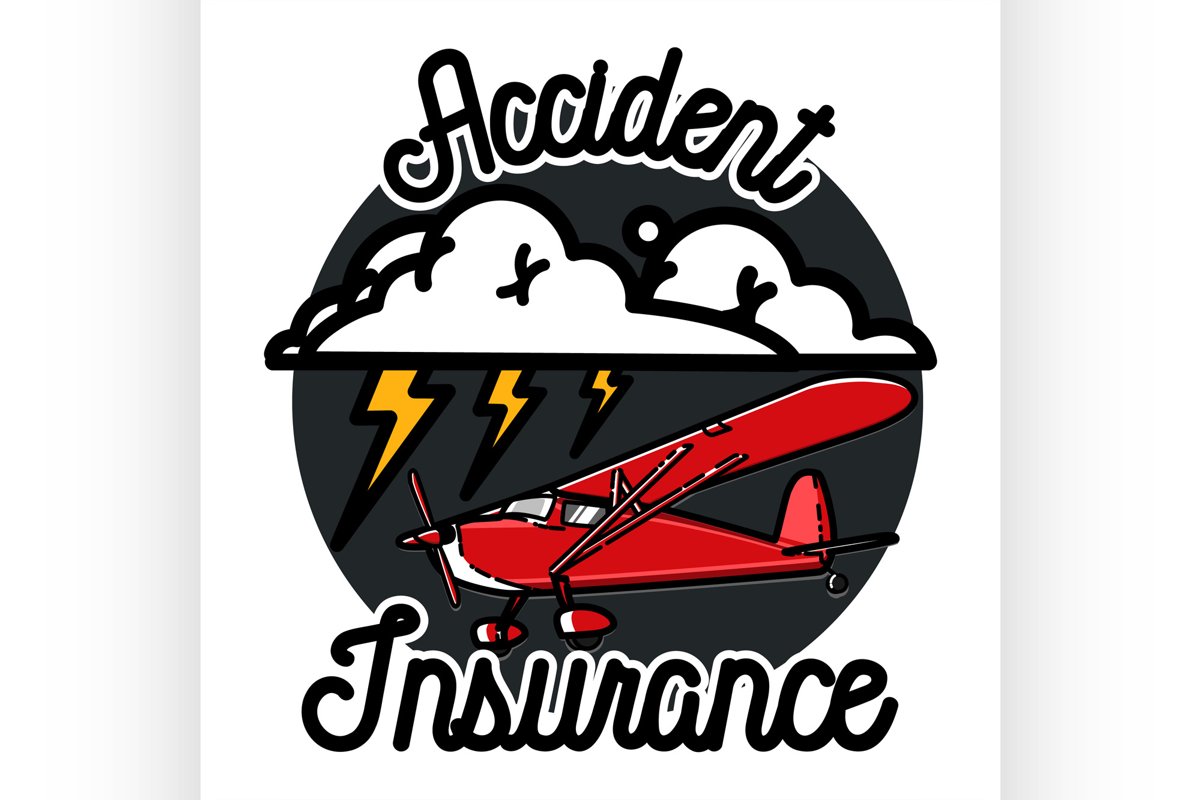 Color vintage accident insurance emblem example image 1
