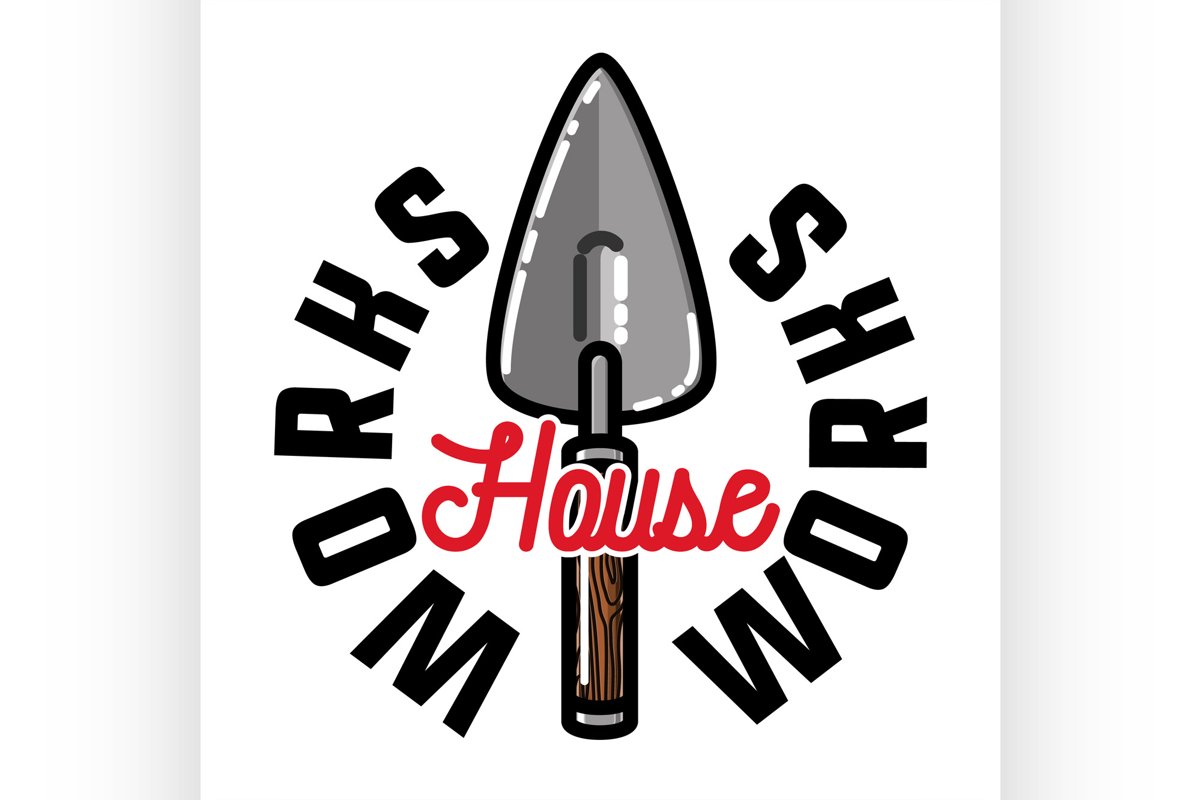 Color vintage house works emblem example image 1
